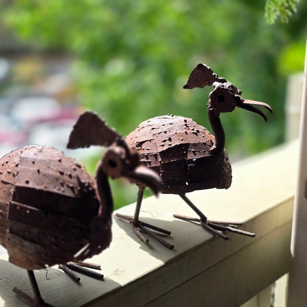Brutalist-Style Rustic Welded Metal Bird Sculpture Set Folk Art Garden Statues - Picture 15 of 16